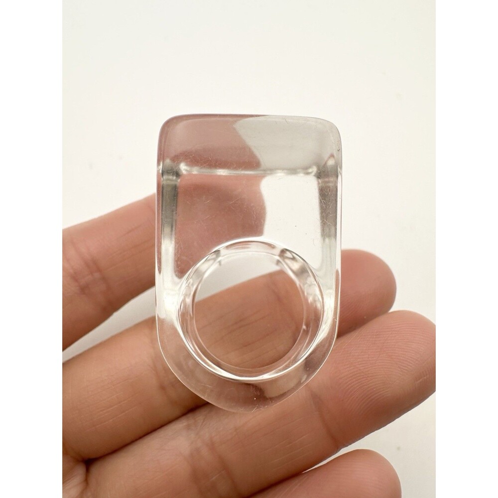 Vintage Lucite Plastic Clear Ring Statement Size 6.5